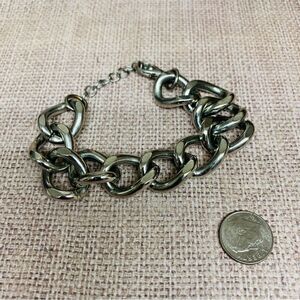 Chunky Silver Curb Link Bracelet‎